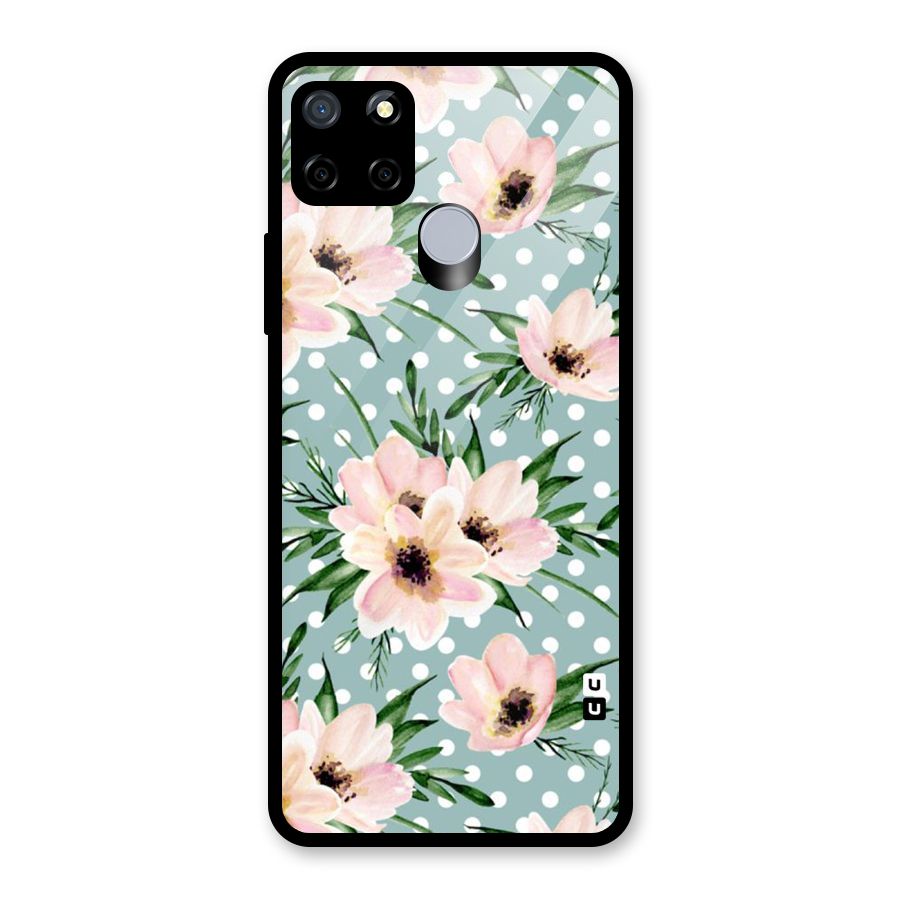 Polka Art Floral Glass Back Case for Realme C15