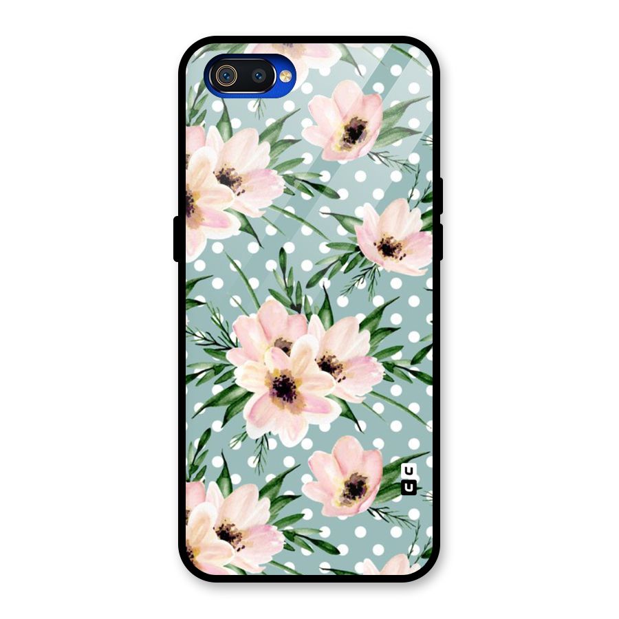 Polka Art Floral Glass Back Case for Realme C2