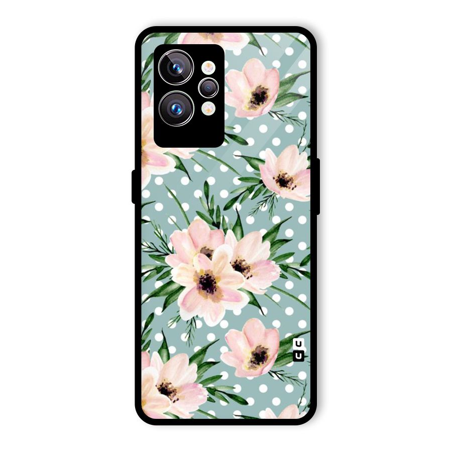 Polka Art Floral Glass Back Case for Realme GT2 Pro