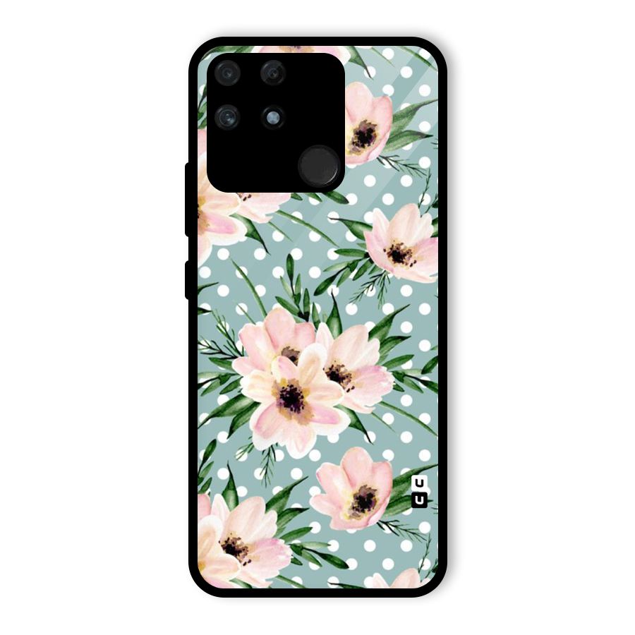 Polka Art Floral Glass Back Case for Realme Narzo 50A