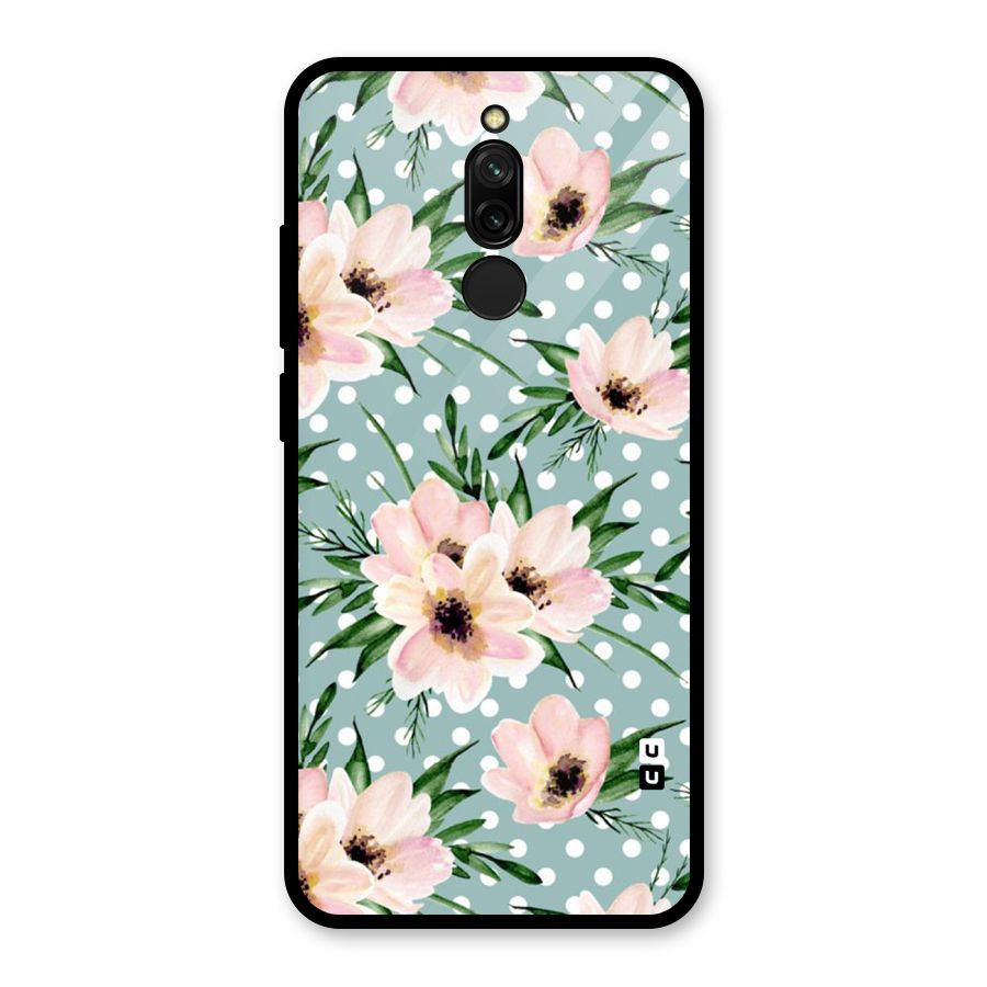 Polka Art Floral Glass Back Case for Redmi 8