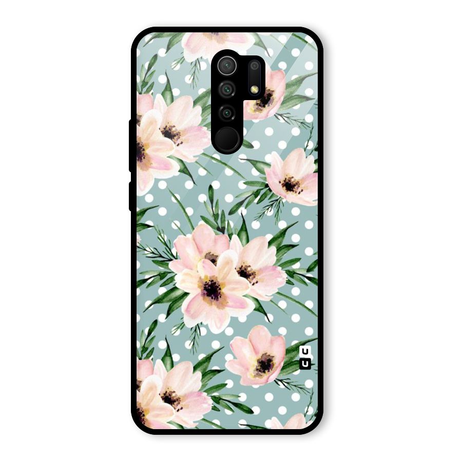 Polka Art Floral Glass Back Case for Redmi 9 Prime