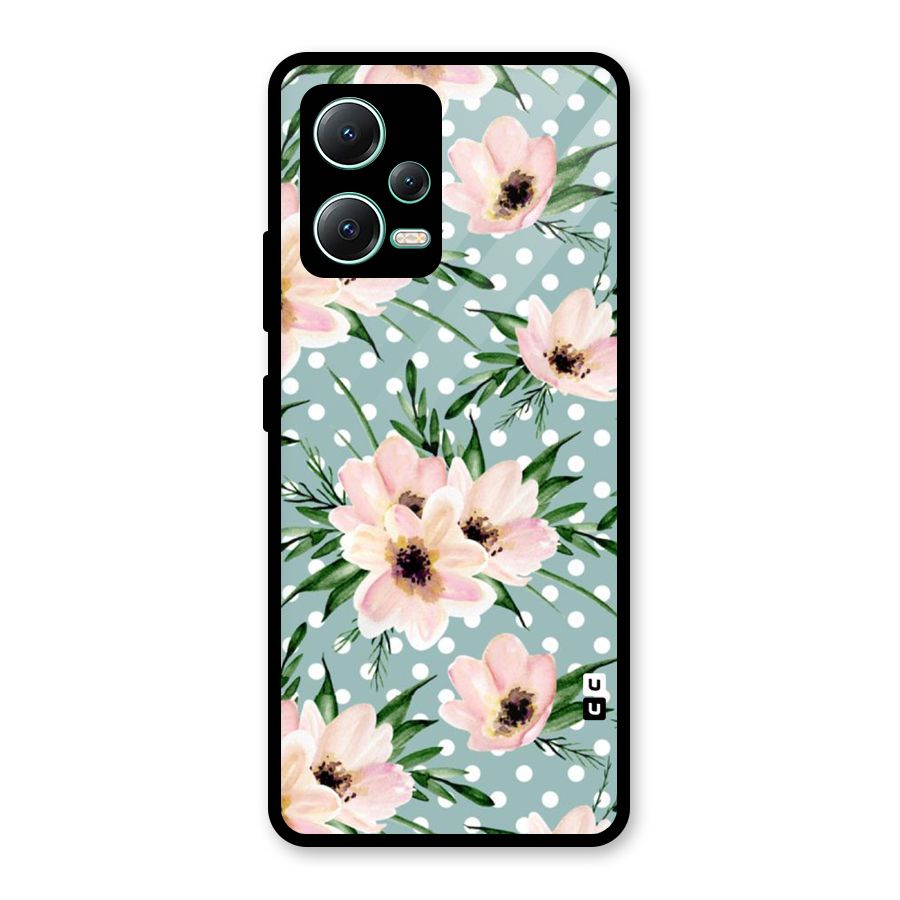 Polka Art Floral Glass Back Case for Redmi Note 12 5G