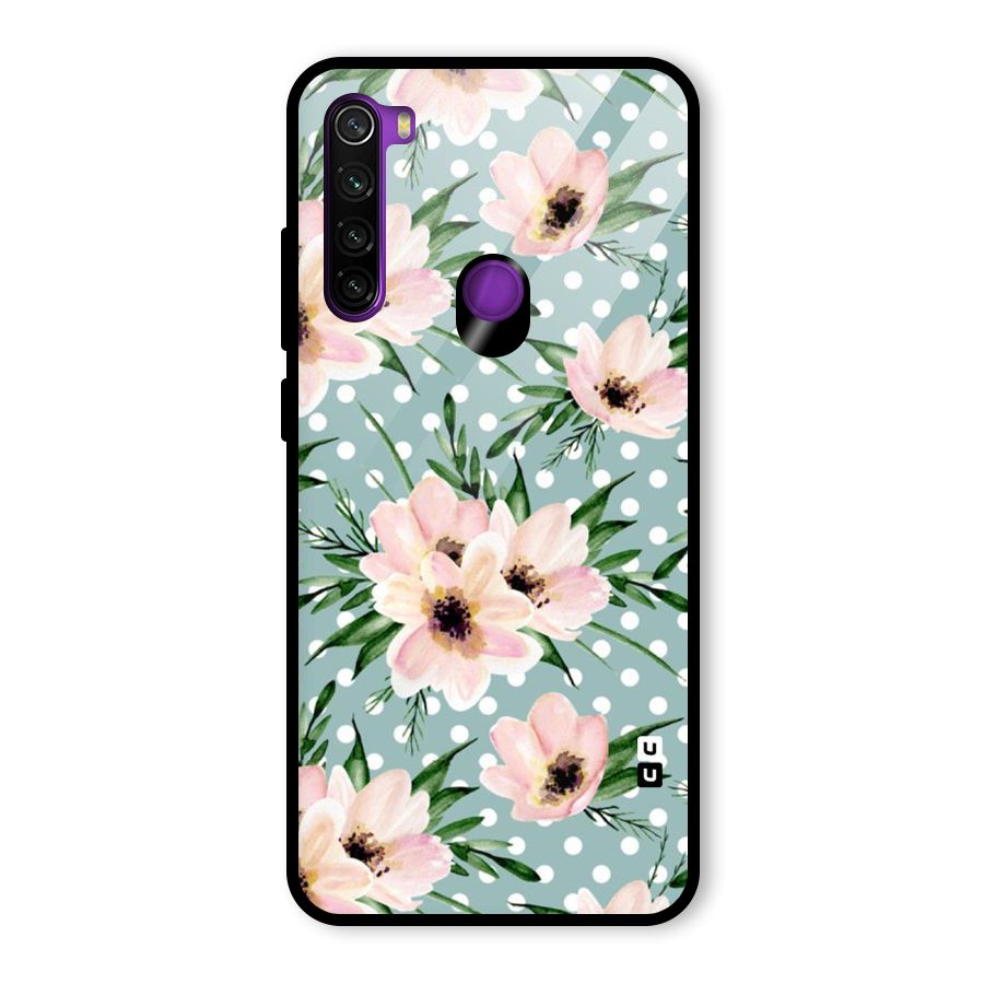 Polka Art Floral Glass Back Case for Redmi Note 8