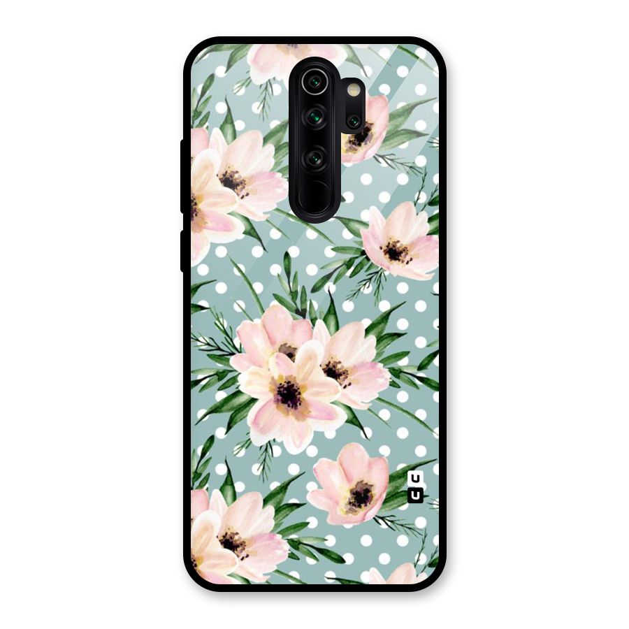 Polka Art Floral Glass Back Case for Redmi Note 8 Pro