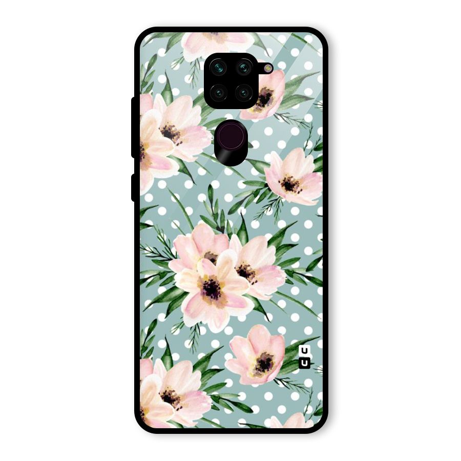 Polka Art Floral Glass Back Case for Redmi Note 9