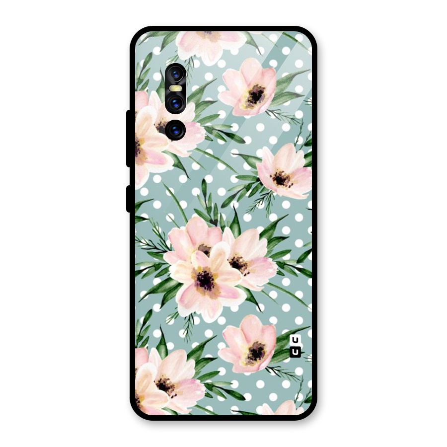 Polka Art Floral Glass Back Case for Vivo V15 Pro