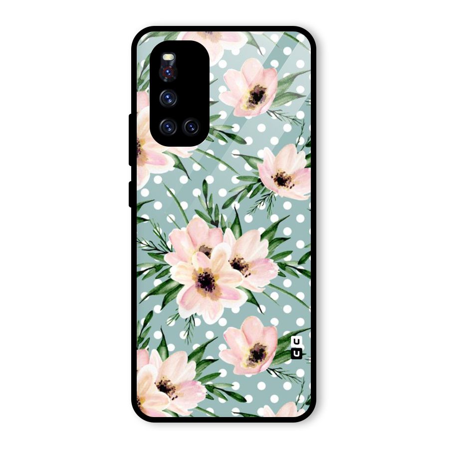 Polka Art Floral Glass Back Case for Vivo V19