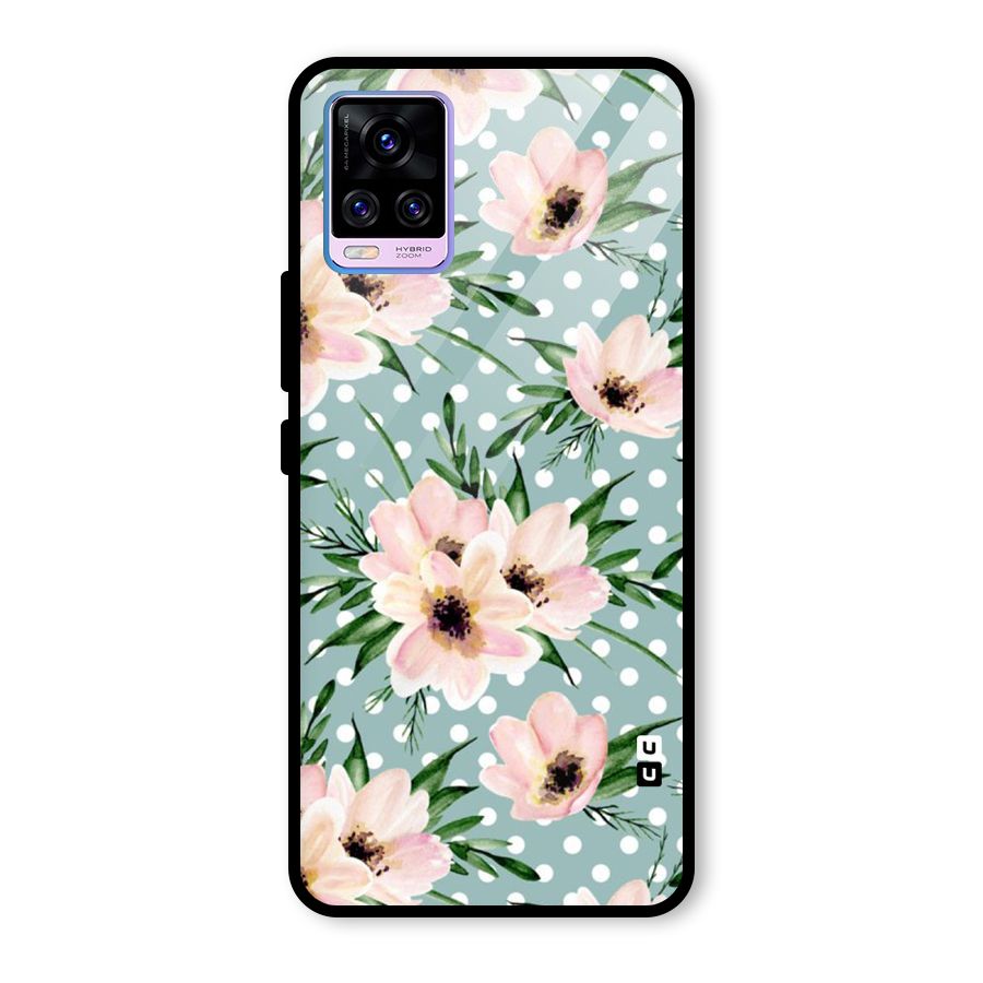 Polka Art Floral Glass Back Case for Vivo V20 Pro