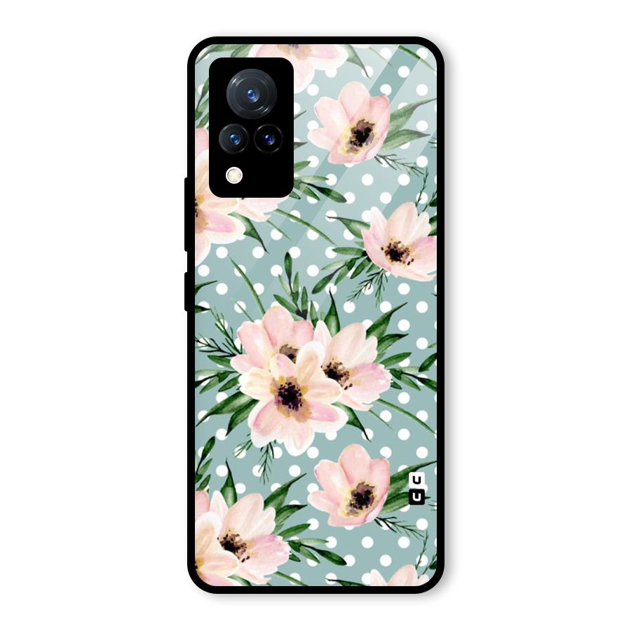 Polka Art Floral Glass Back Case for Vivo V21 5G