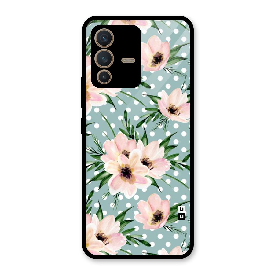 Polka Art Floral Glass Back Case for Vivo V23 5G
