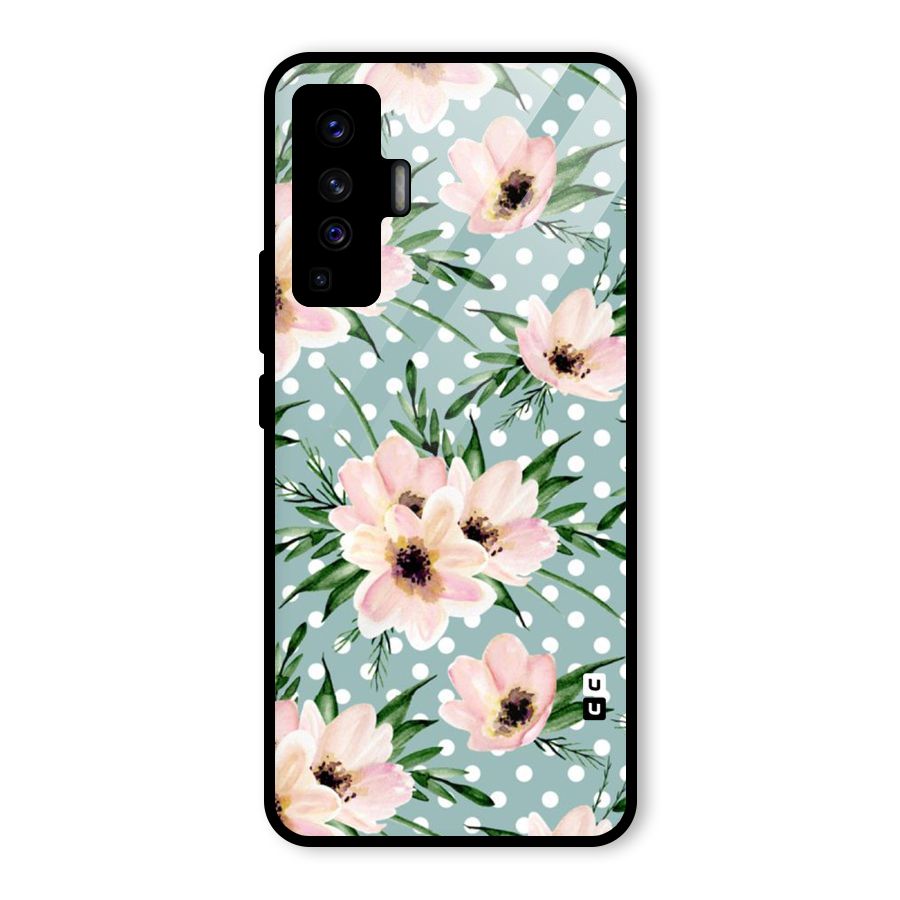 Polka Art Floral Glass Back Case for Vivo X50