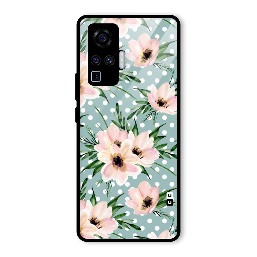 Polka Art Floral Glass Back Case for Vivo X50 Pro