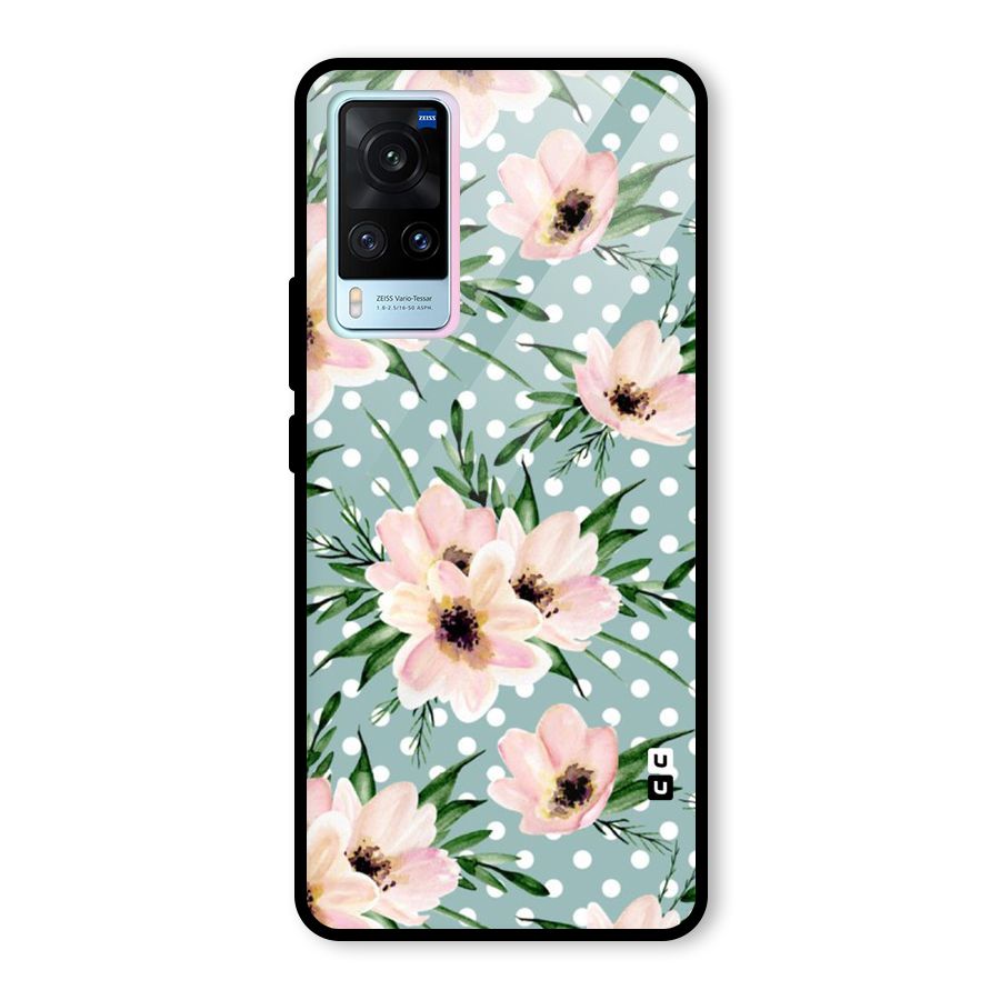 Polka Art Floral Glass Back Case for Vivo X60