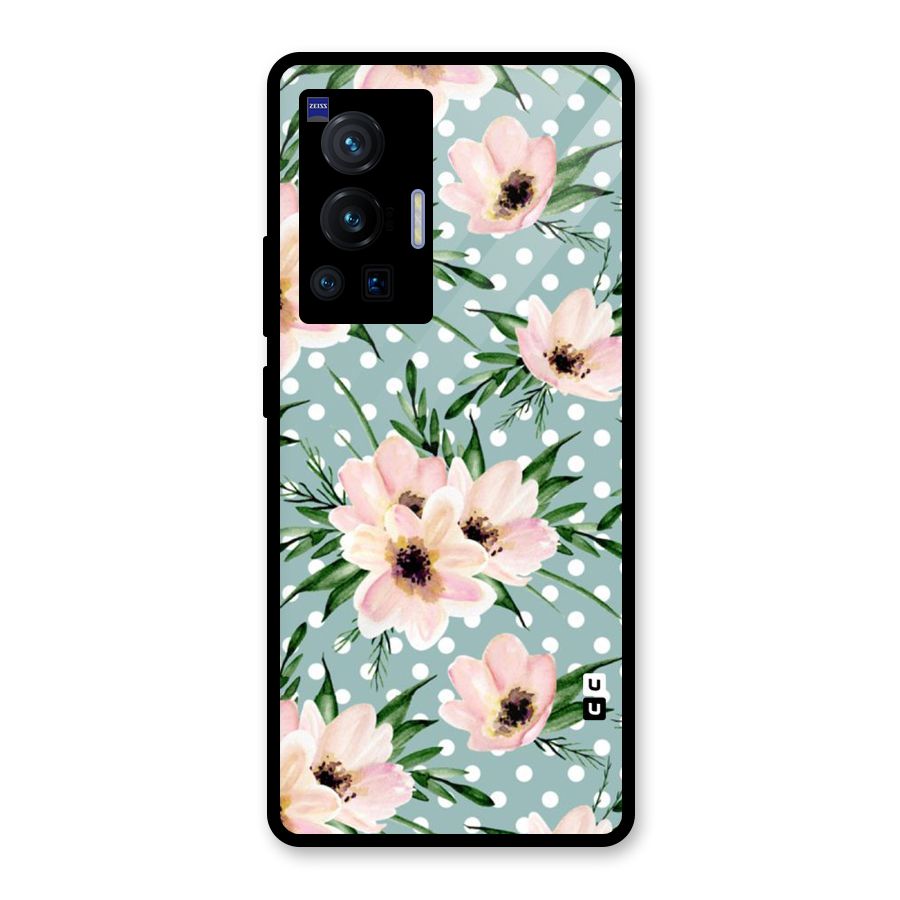 Polka Art Floral Glass Back Case for Vivo X70 Pro