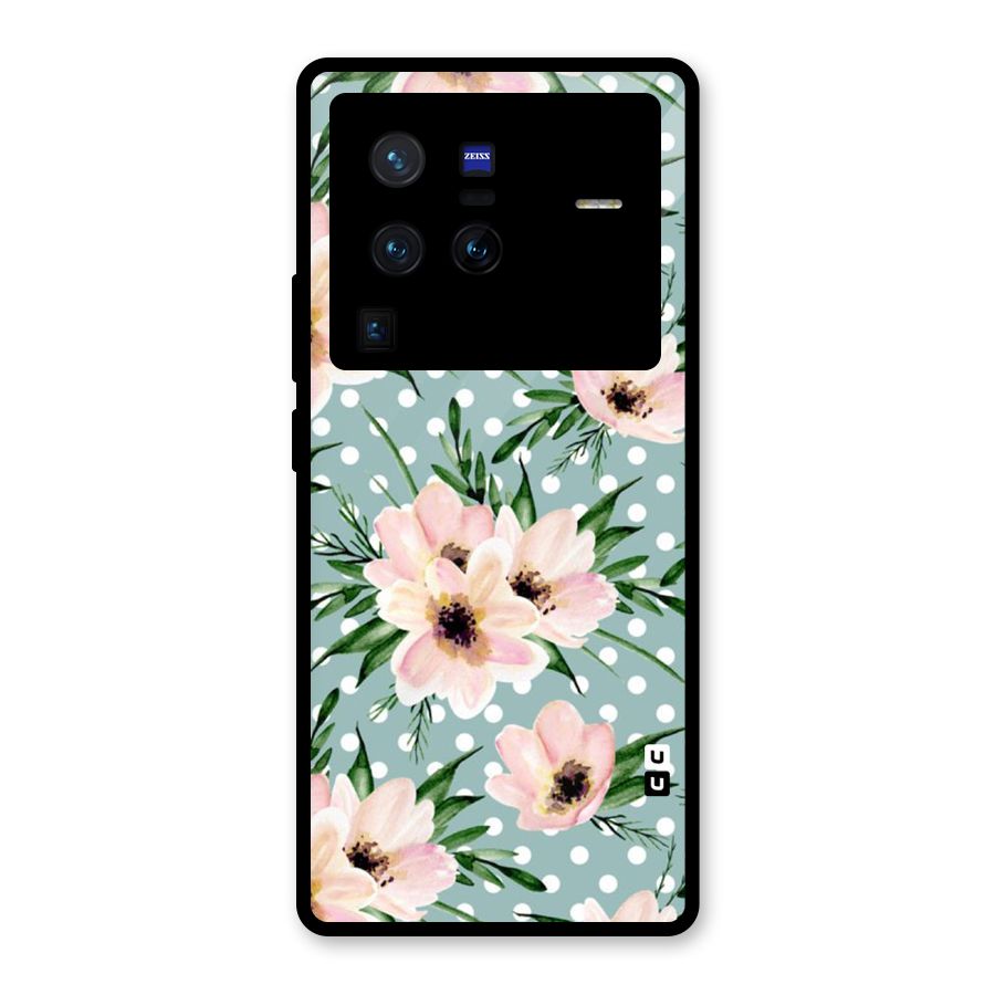 Polka Art Floral Glass Back Case for Vivo X80 Pro