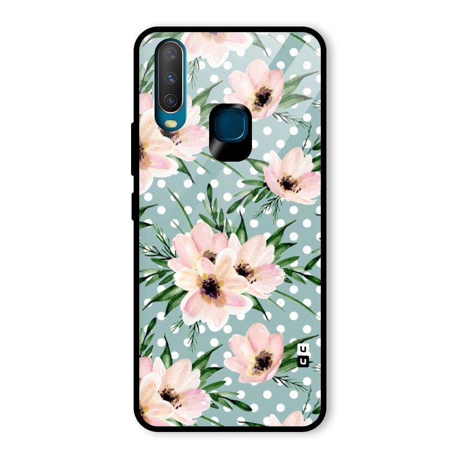 Polka Art Floral Glass Back Case for Vivo Y17