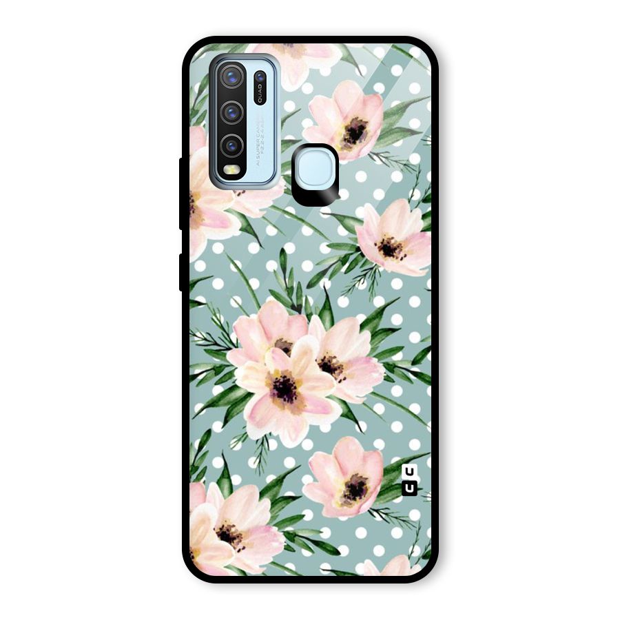 Polka Art Floral Glass Back Case for Vivo Y30