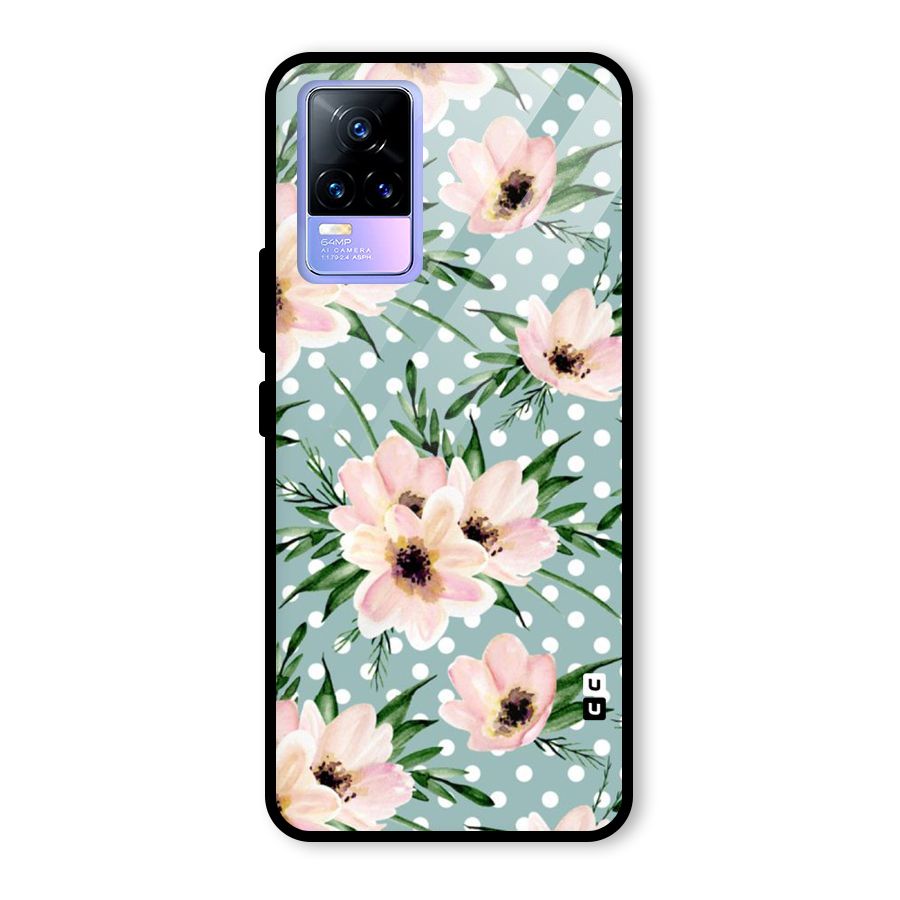 Polka Art Floral Glass Back Case for Vivo Y73