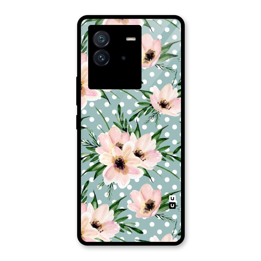 Polka Art Floral Glass Back Case for Vivo iQOO Neo 6 5G