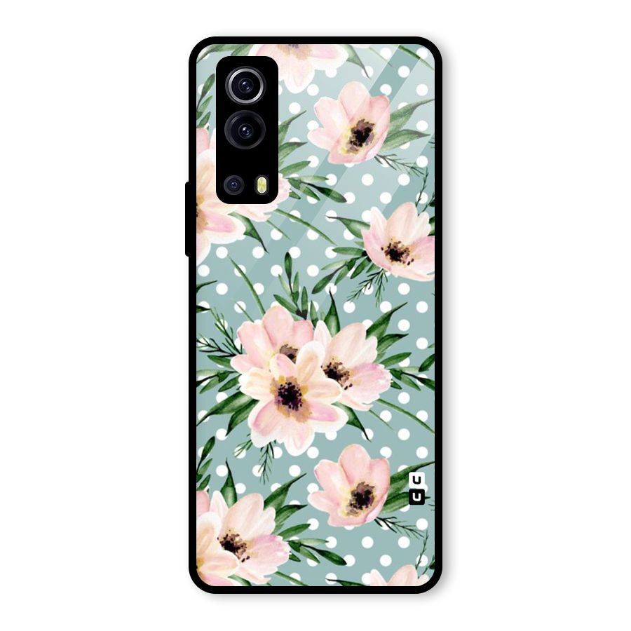 Polka Art Floral Glass Back Case for Vivo iQOO Z3