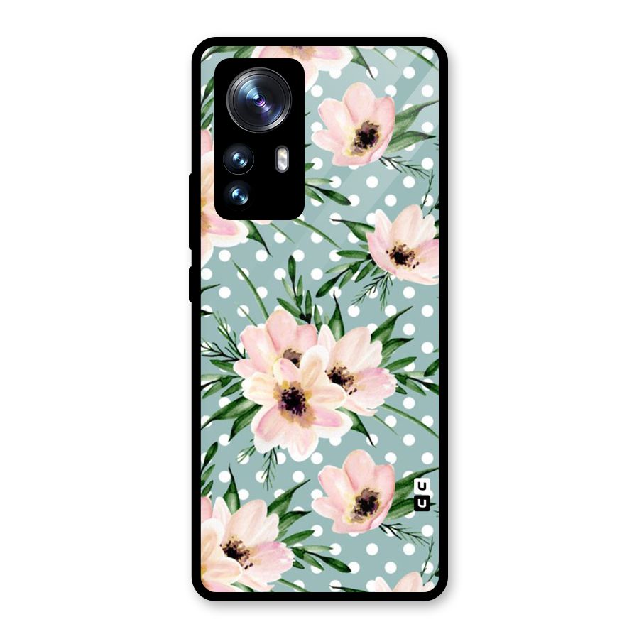 Polka Art Floral Glass Back Case for Xiaomi 12 Pro