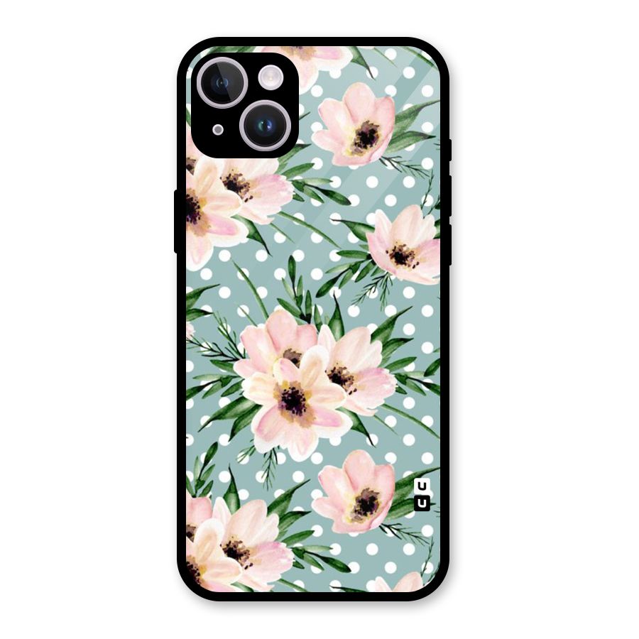 Polka Art Floral Glass Back Case for iPhone 14 Plus