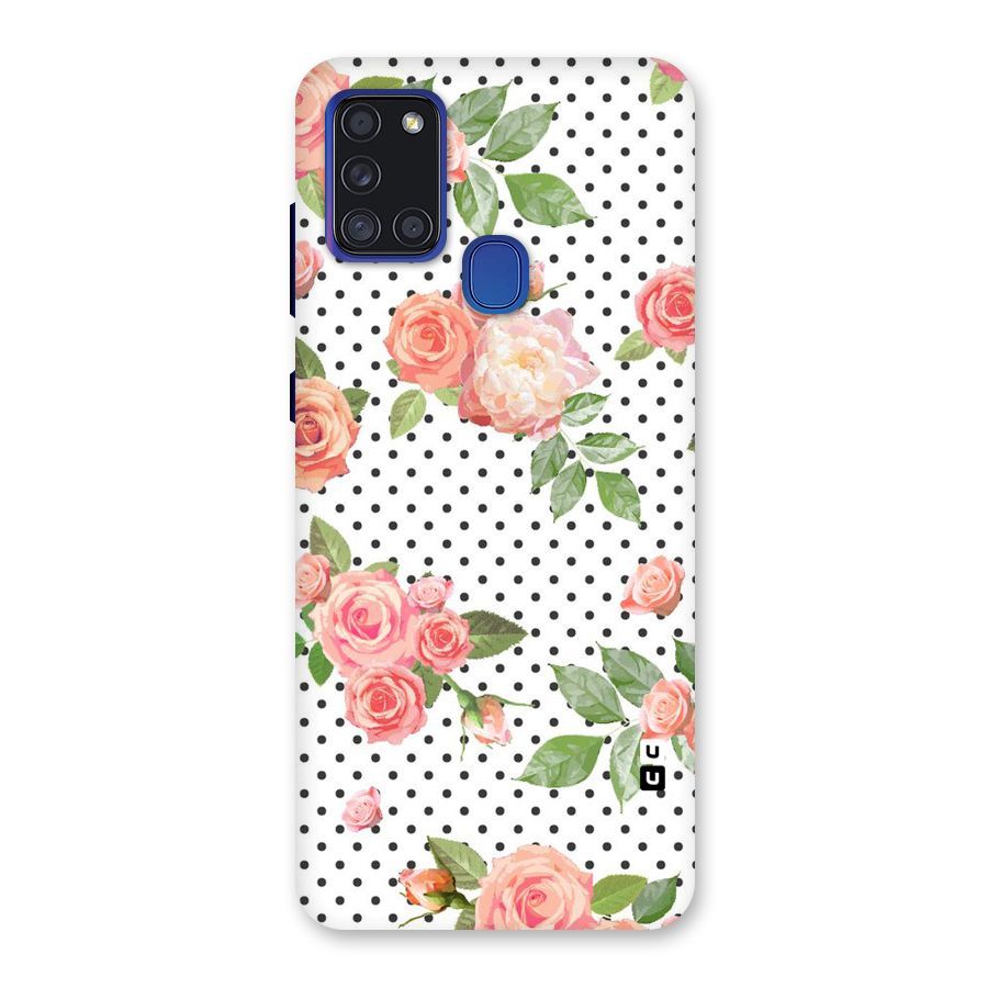 Polka Bloom White Back Case for Galaxy A21s