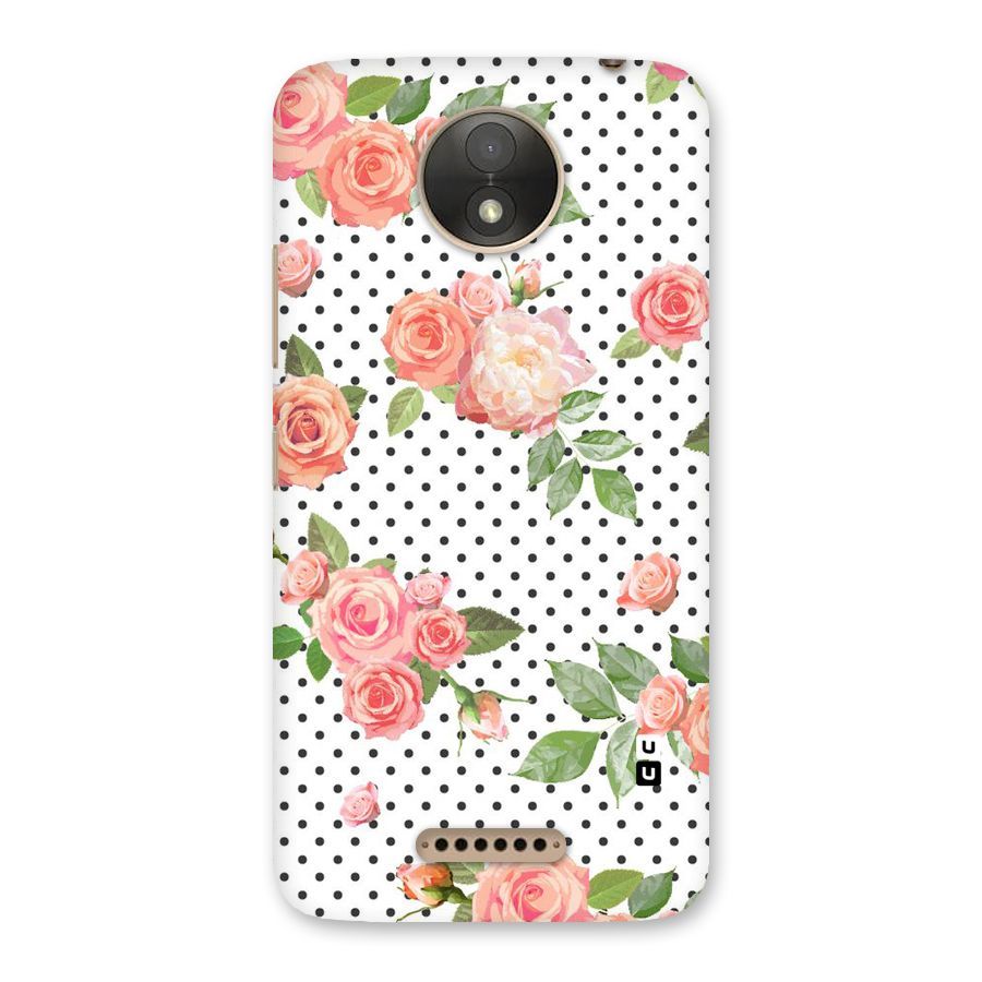 Polka Bloom White Back Case for Moto C Plus