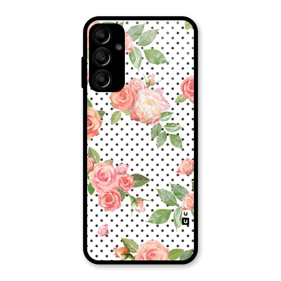 Polka Bloom White Glass Back Case for Galaxy A14 5G