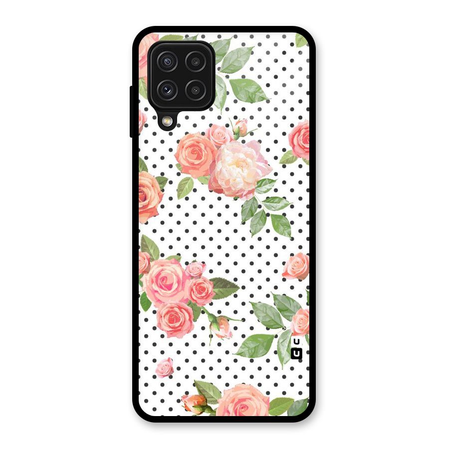 Polka Bloom White Glass Back Case for Galaxy A22 4G