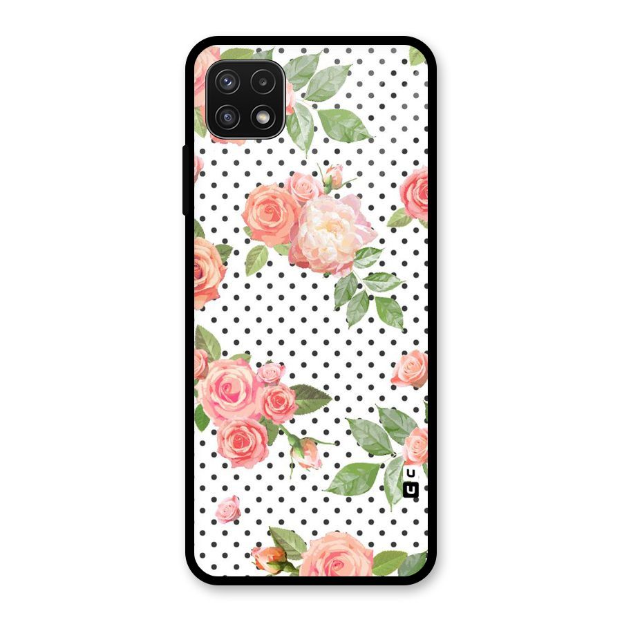 Polka Bloom White Glass Back Case for Galaxy A22 5G