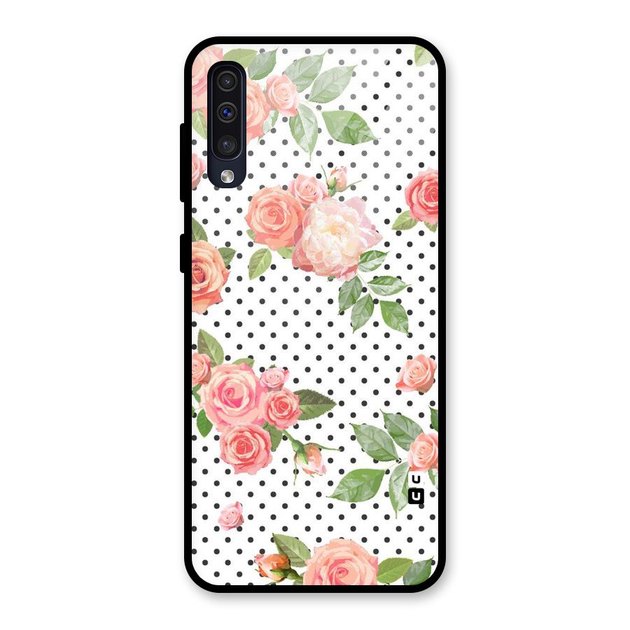 Polka Bloom White Glass Back Case for Galaxy A30s