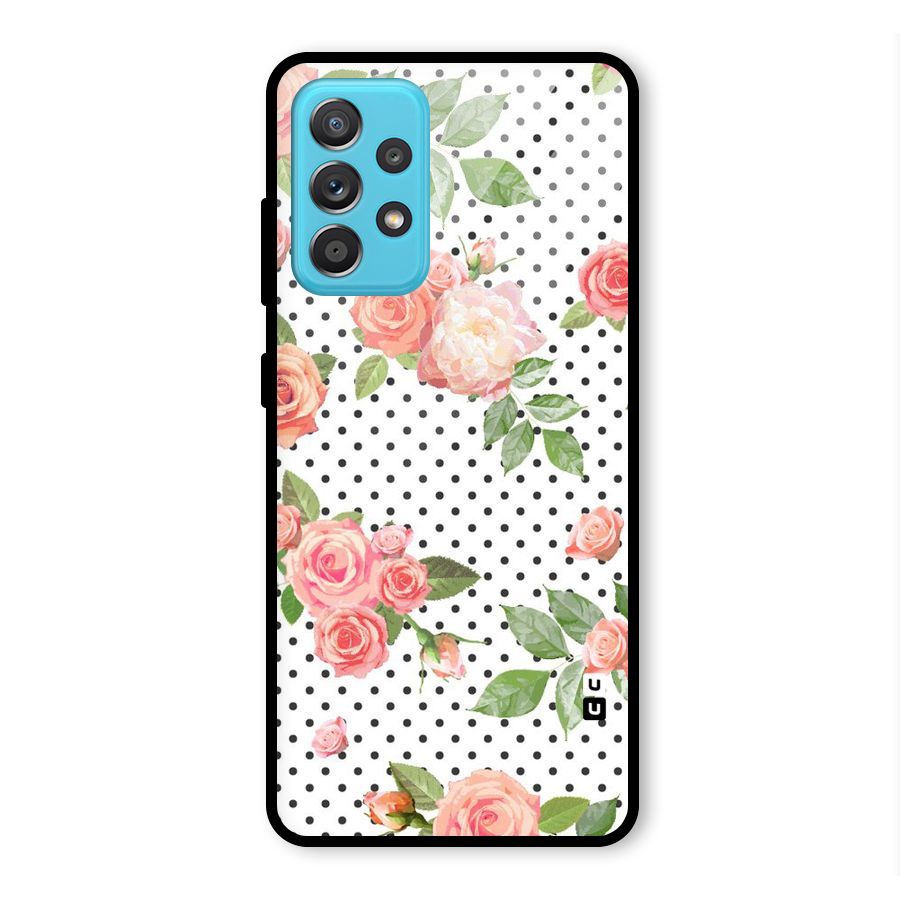 Polka Bloom White Glass Back Case for Galaxy A52