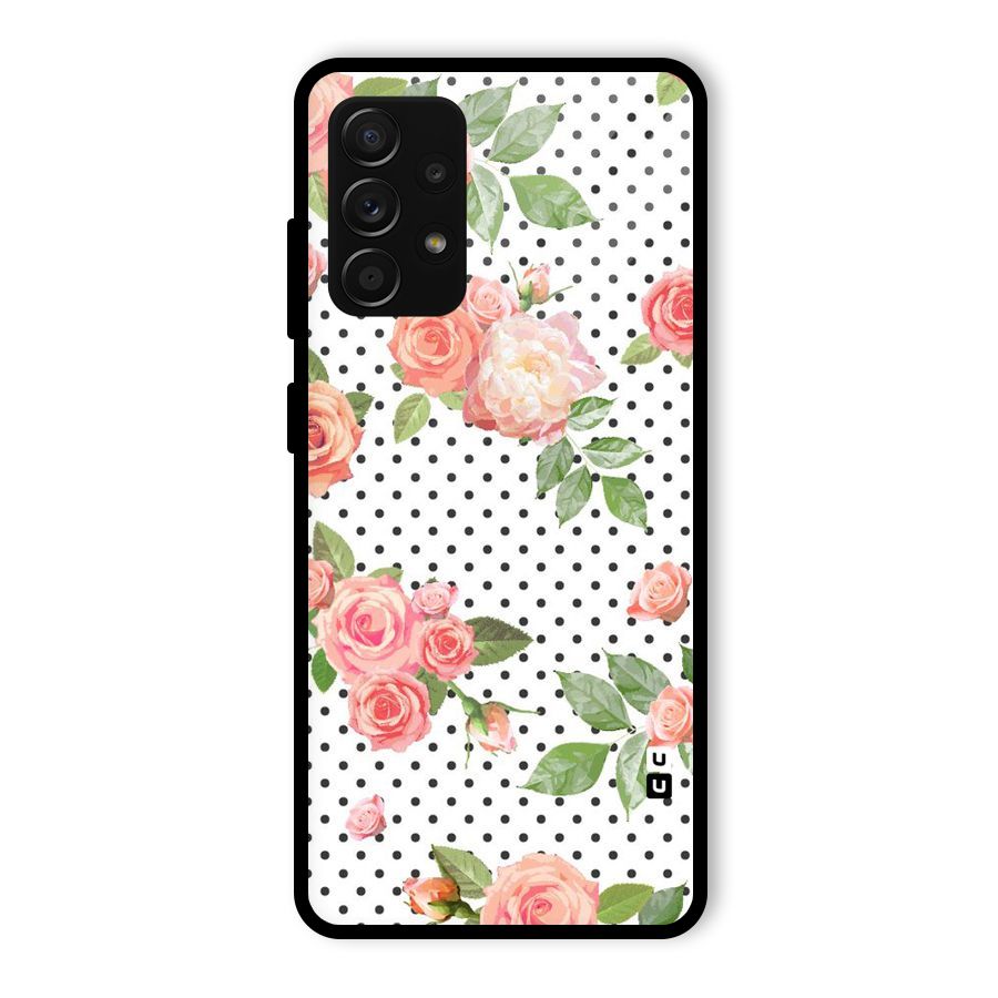 Polka Bloom White Glass Back Case for Galaxy A53 5G