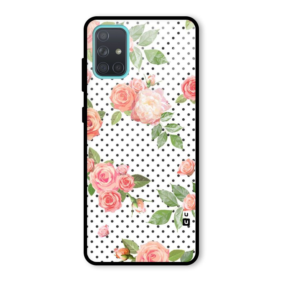 Polka Bloom White Glass Back Case for Galaxy A71