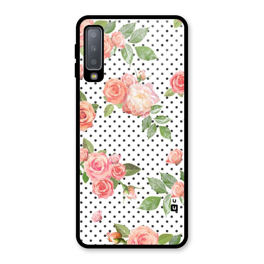 Polka Bloom White Glass Back Case for Galaxy A7 (2018)