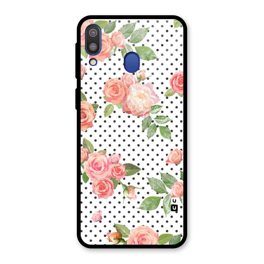 Polka Bloom White Glass Back Case for Galaxy M20