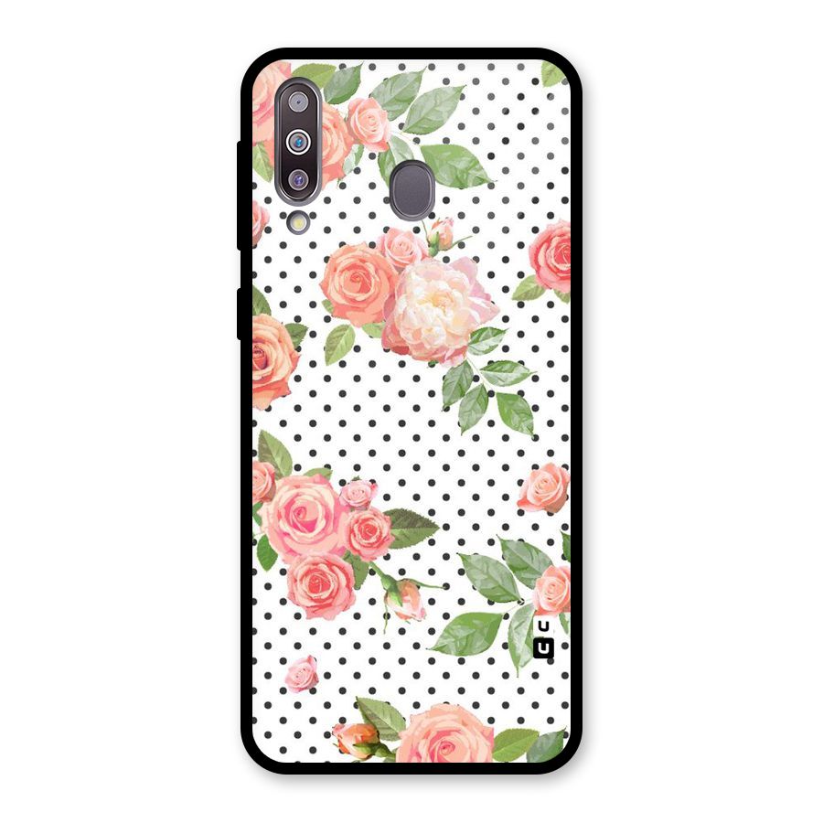 Polka Bloom White Glass Back Case for Galaxy M30
