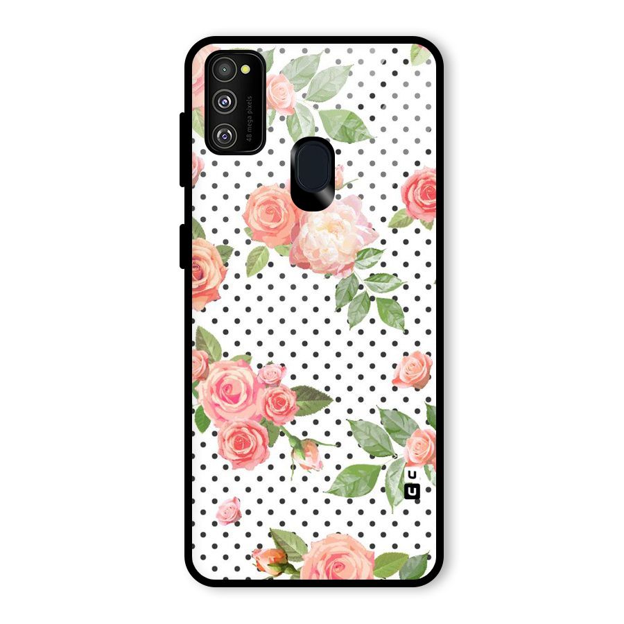 Polka Bloom White Glass Back Case for Galaxy M30s