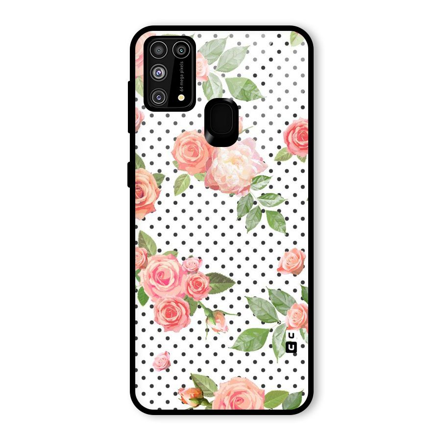 Polka Bloom White Glass Back Case for Galaxy M31