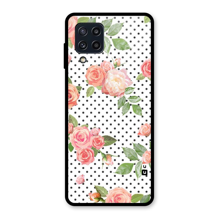 Polka Bloom White Glass Back Case for Galaxy M32