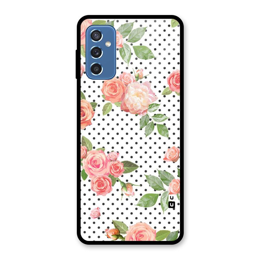Polka Bloom White Glass Back Case for Galaxy M52 5G