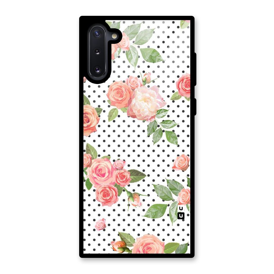 Polka Bloom White Glass Back Case for Galaxy Note 10