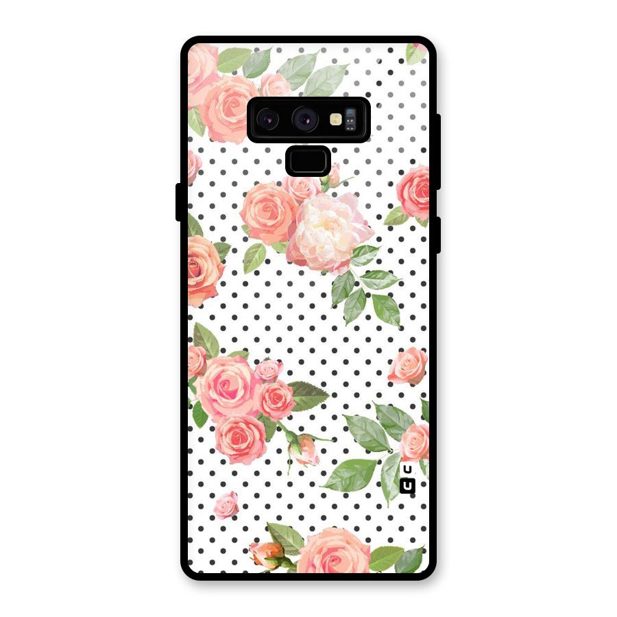 Polka Bloom White Glass Back Case for Galaxy Note 9