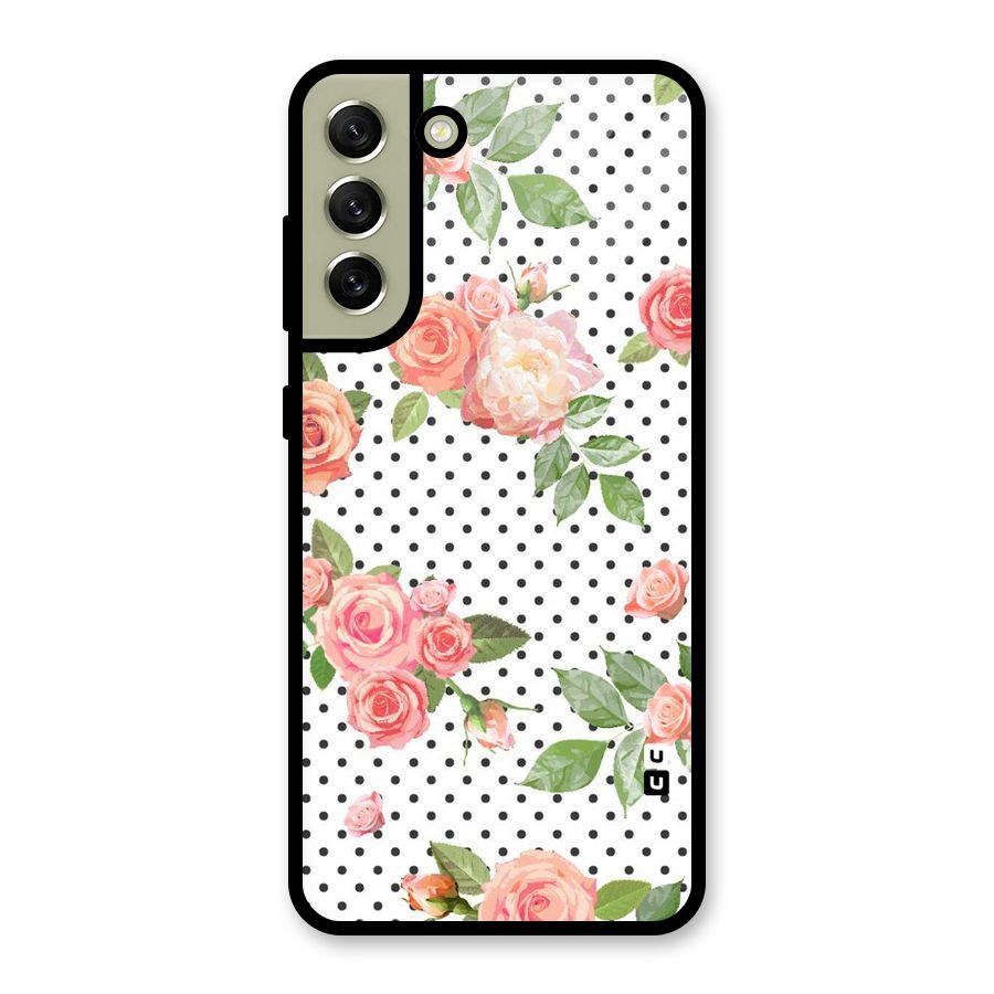 Polka Bloom White Glass Back Case for Galaxy S21 FE 5G