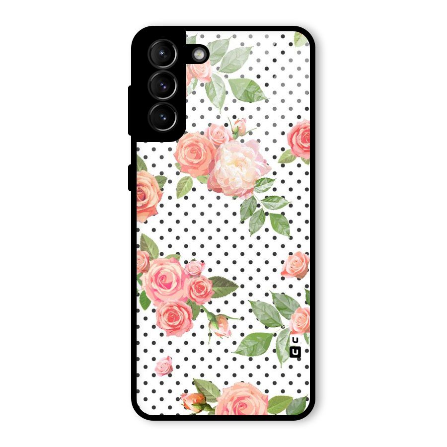 Polka Bloom White Glass Back Case for Galaxy S21 Plus