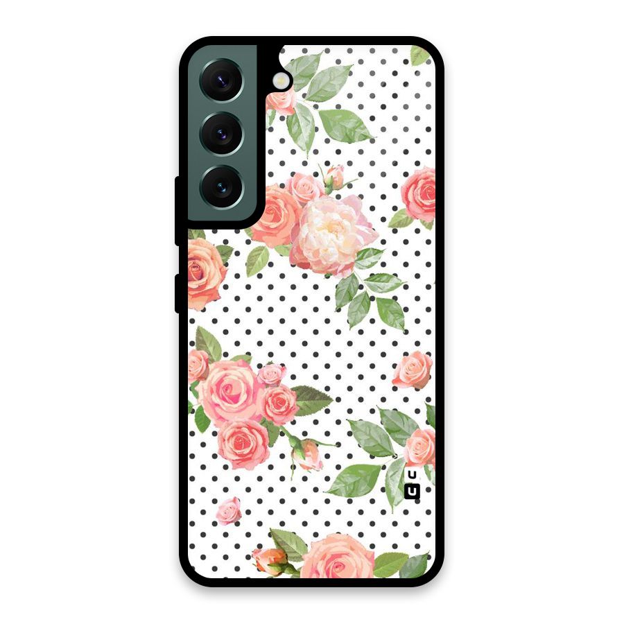 Polka Bloom White Glass Back Case for Galaxy S22 5G
