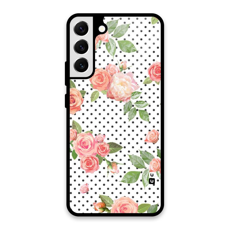 Polka Bloom White Glass Back Case for Galaxy S22 Plus 5G