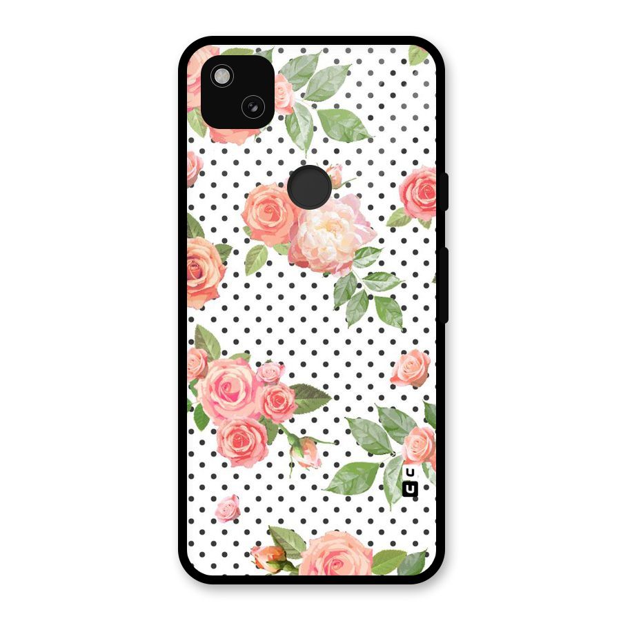 Polka Bloom White Glass Back Case for Google Pixel 4a